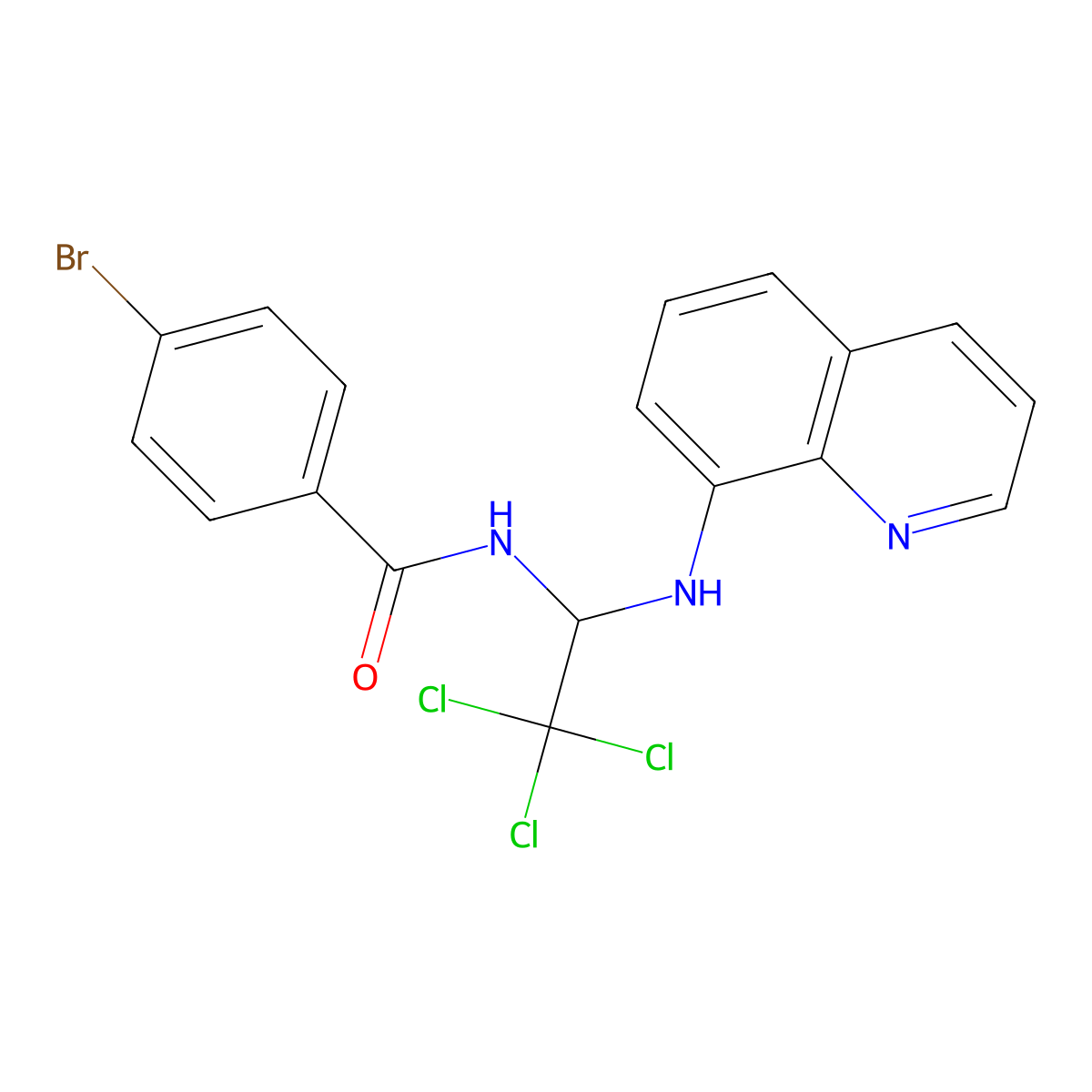 4-bromo-N-[2,2,2-trichloro-1-(8-quinolinylamino)ethyl]benzamide molecular structure, CAS 324577-20-0