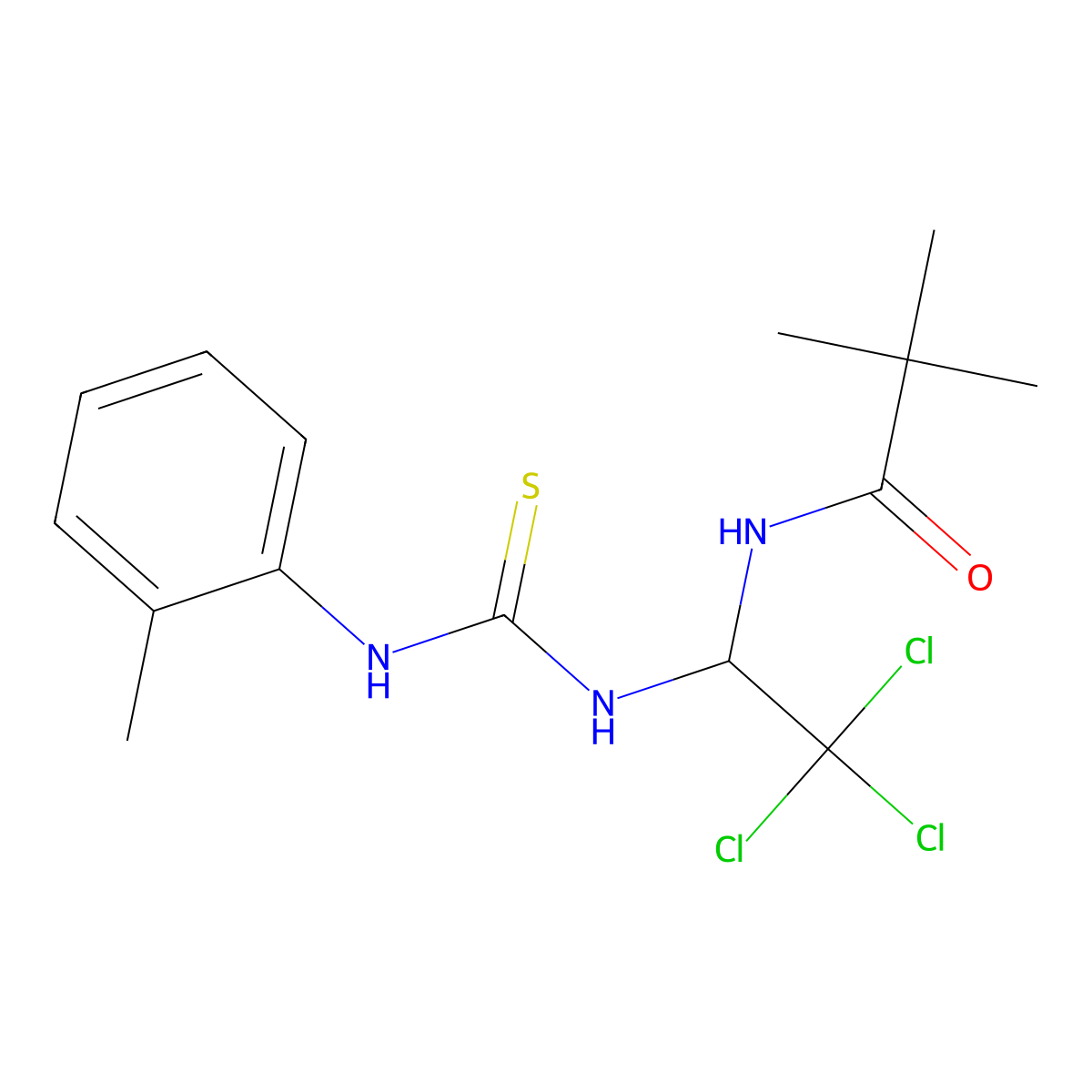 2,2-dimethyl-N-[2,2,2-trichloro-1-[(2-methylphenyl)carbamothioylamino]ethyl]propanamide molecular structure, CAS 324577-32-4