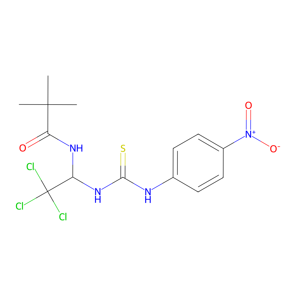 2,2-dimethyl-N-[2,2,2-trichloro-1-[(4-nitrophenyl)carbamothioylamino]ethyl]propanamide molecular structure, CAS 324577-34-6
