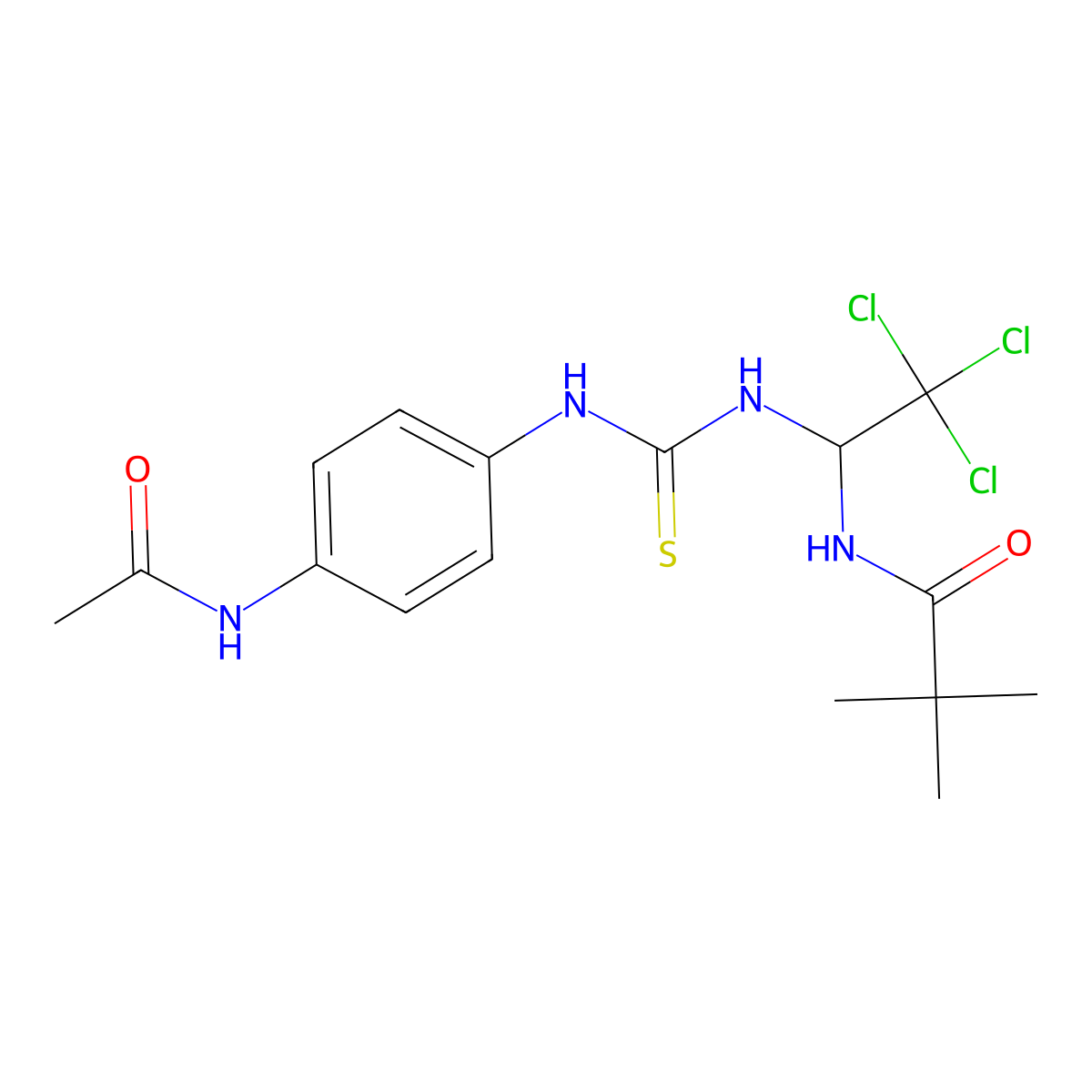 N-[1-[(4-acetamidophenyl)carbamothioylamino]-2,2,2-trichloroethyl]-2,2-dimethylpropanamide molecular structure, CAS 324577-41-5
