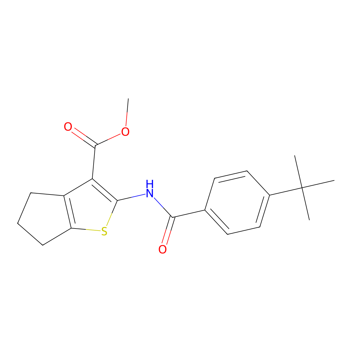 Methyl 2-[(4-tert-butylbenzoyl)amino]-5,6-dihydro-4H-cyclopenta[B]thiophene-3-carboxylate molecular structure, CAS 324577-47-1