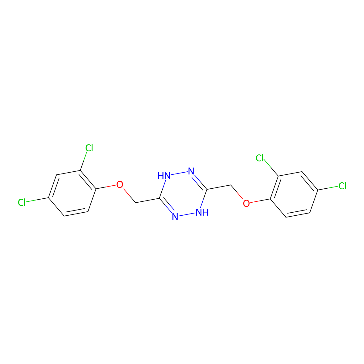 3,6-Bis[(2,4-dichlorophenoxy)methyl]-1,4-dihydro-1,2,4,5-tetrazine molecular structure, CAS 324577-62-0