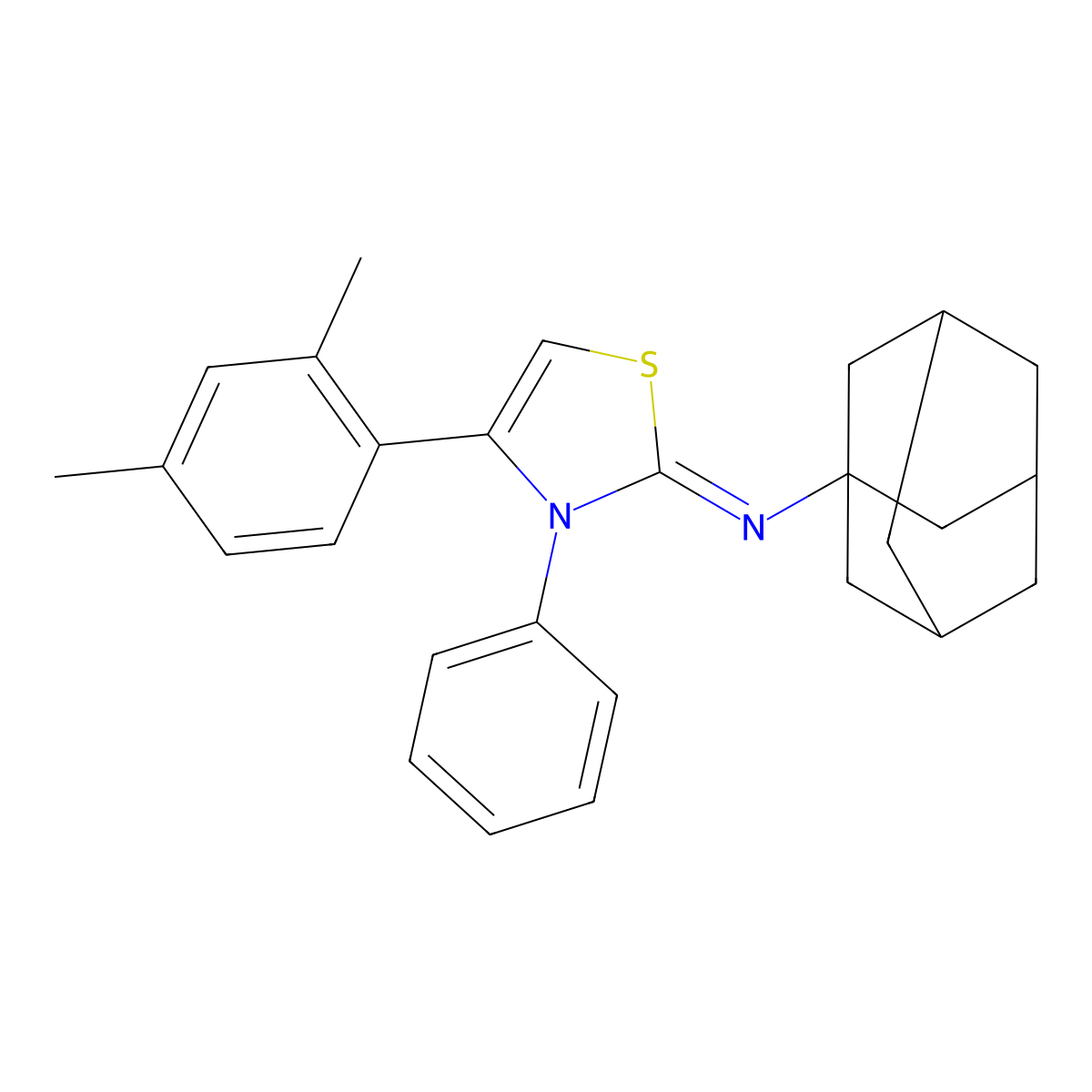 (Z)-N-(4-(2,4-dimethylphenyl)-3-phenylthiazol-2(3H)-ylidene)adamantan-1-amine molecular structure, CAS 324578-38-3