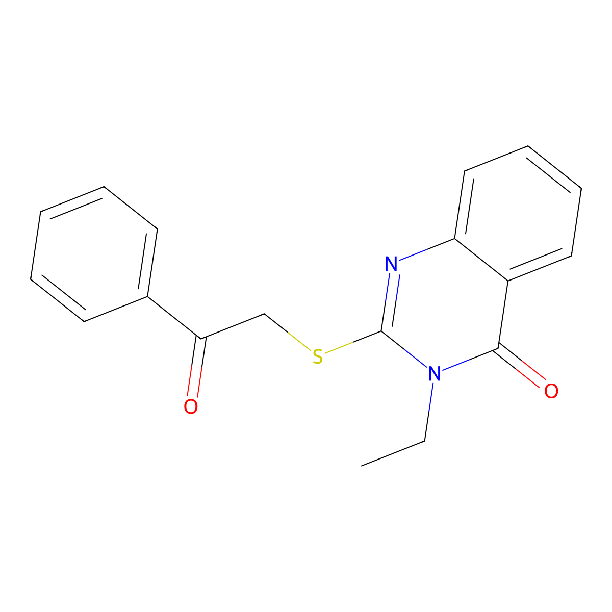 3-ethyl-2-((2-oxo-2-phenylethyl)thio)quinazolin-4(3H)-one molecular structure, CAS 324578-69-0
