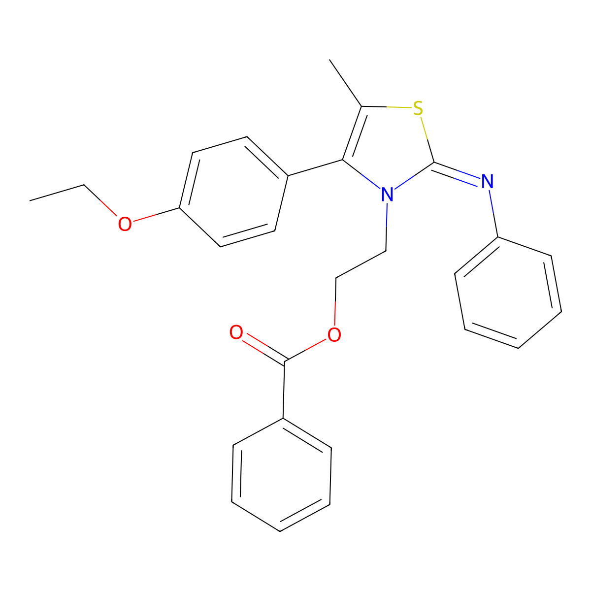 2-[4-(4-ethoxyphenyl)-5-methyl-2-phenylimino-1,3-thiazol-3-yl]ethyl Benzoate molecular structure, CAS 324578-71-4