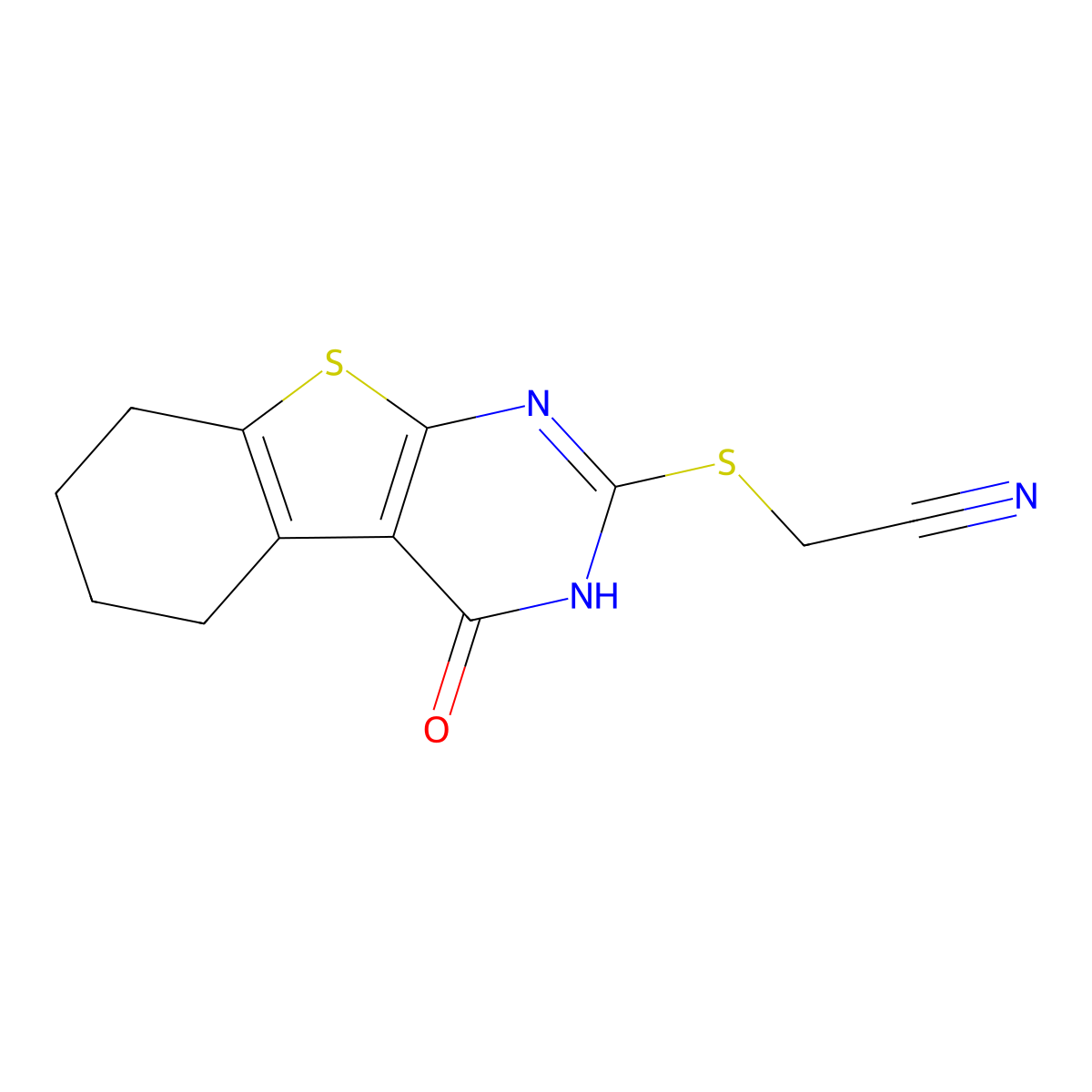 2-[(4-oxo-5,6,7,8-tetrahydro-3H-[1]benzothiolo[2,3-d]pyrimidin-2-yl)sulfanyl]acetonitrile molecular structure, CAS 324579-60-4