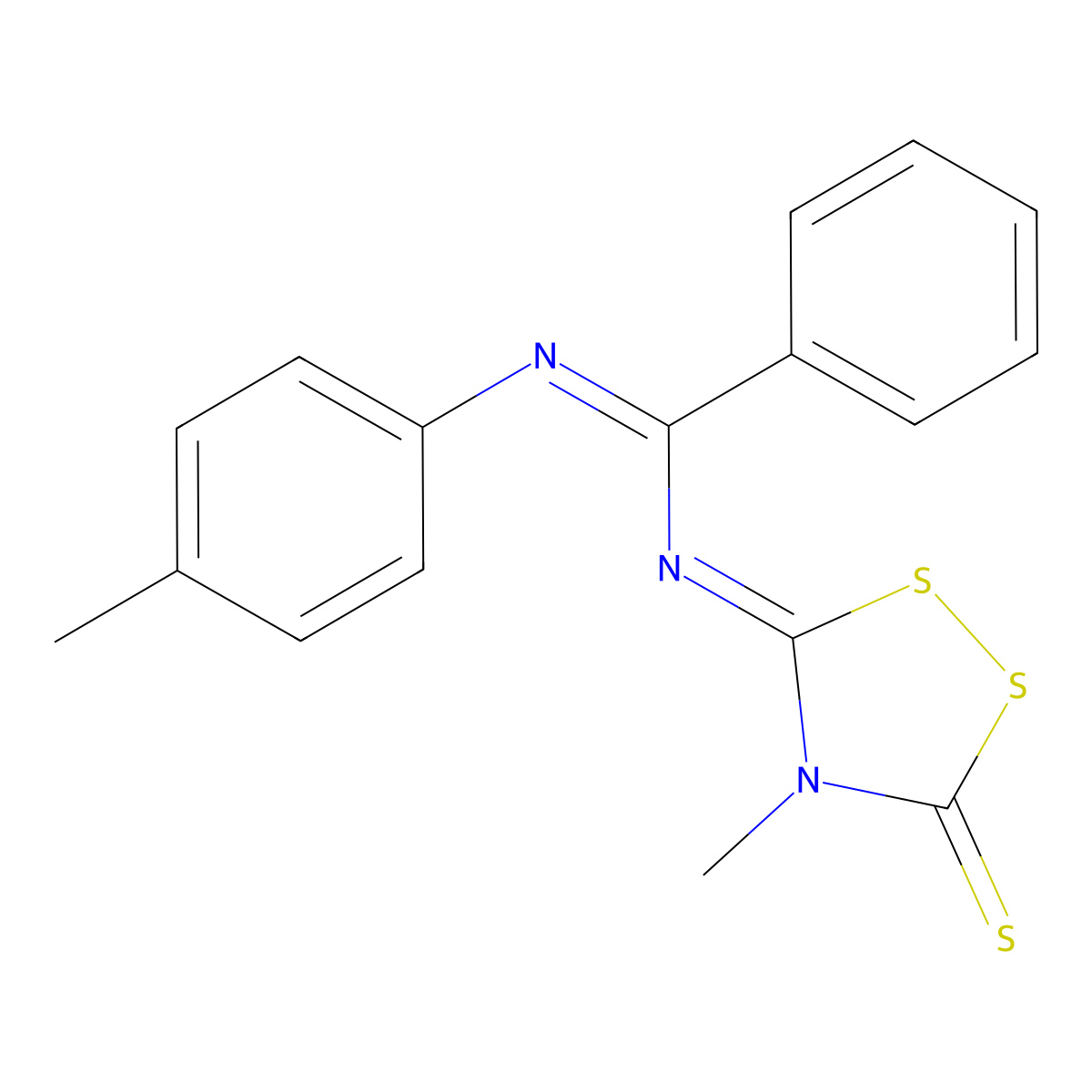 N'-(4-methylphenyl)-N-(4-methyl-5-sulfanylidene-1,2,4-dithiazolidin-3-ylidene)benzenecarboximidamide molecular structure, CAS 324579-64-8