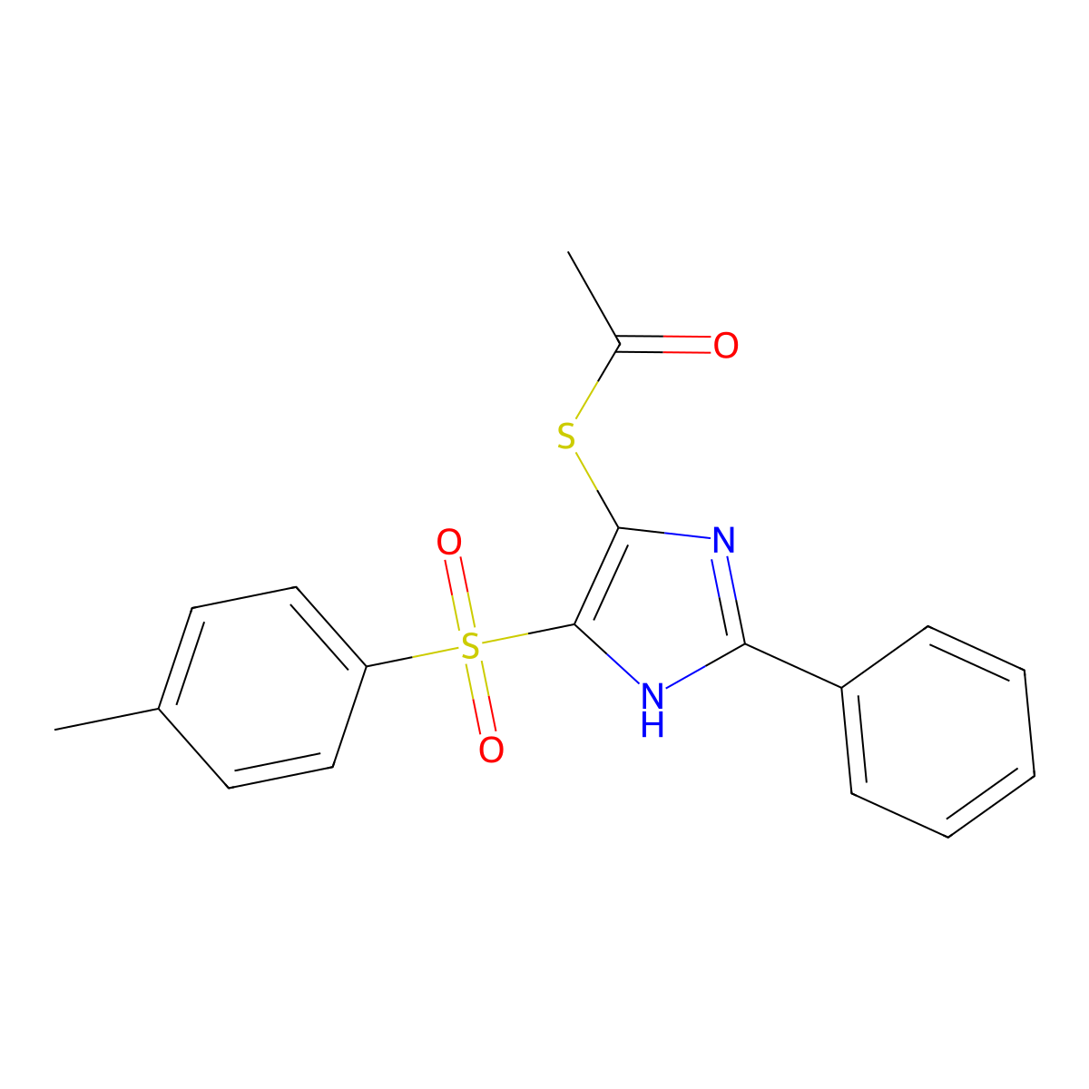 S-[5-(4-methylphenyl)sulfonyl-2-phenyl-1H-imidazol-4-yl] ethanethioate molecular structure, CAS 324579-69-3