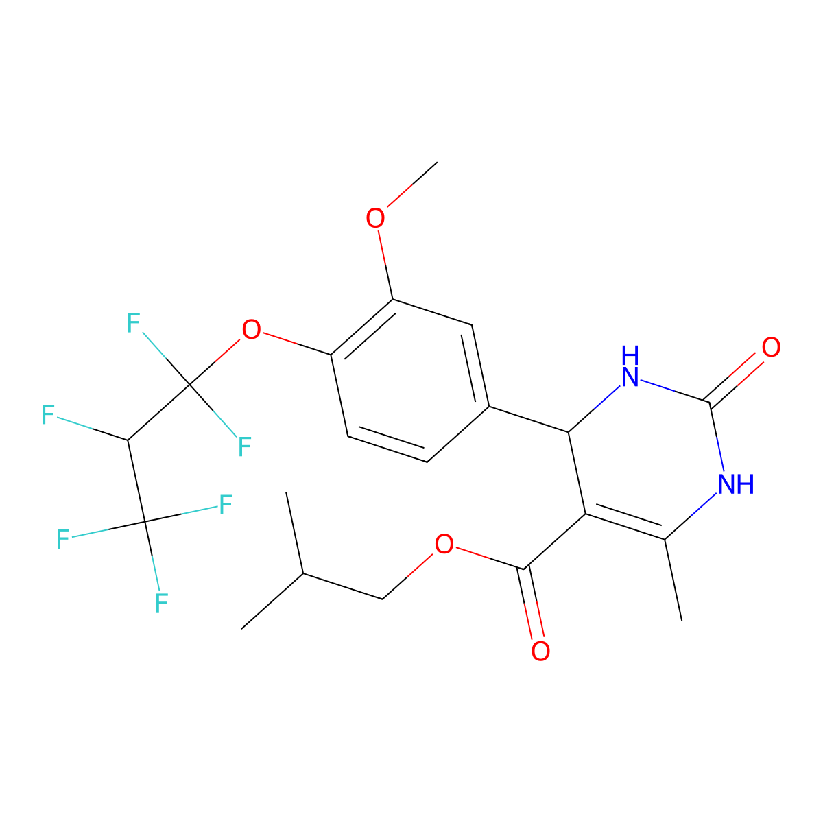 Isobutyl 4-(4-(1,1,2,3,3,3-hexafluoropropoxy)-3-methoxyphenyl)-6-methyl-2-oxo-1,2,3,4-tetrahydropyrimidine-5-carboxylate molecular structure, CAS 324579-83-1
