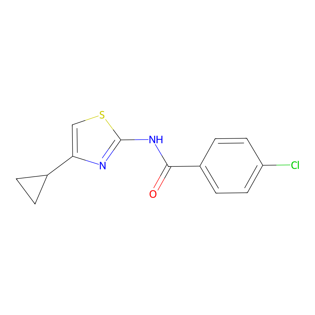 4-Chloro-N-(4-cyclopropyl-2-thiazolyl)benzamide molecular structure, CAS 324579-93-3