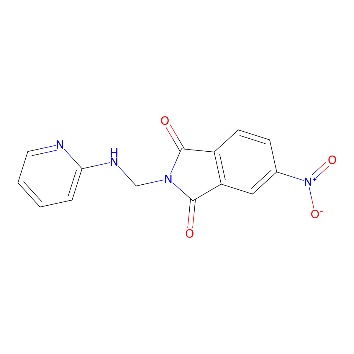 5-Nitro-2-((pyridin-2-ylamino)methyl)isoindoline-1,3-dione molecular structure, CAS 324580-27-0
