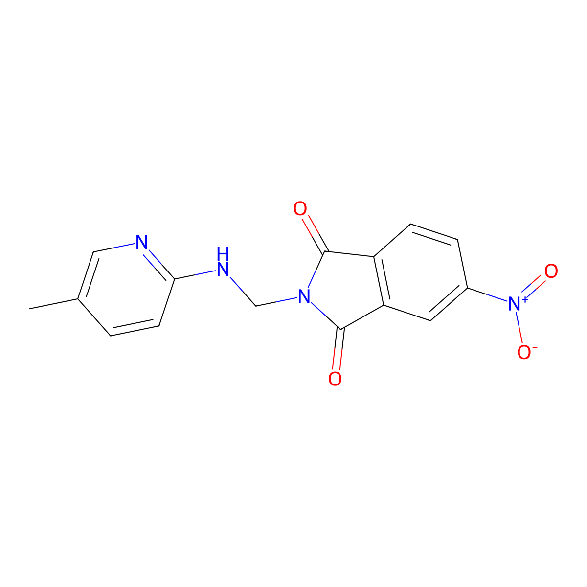 2-(((5-Methylpyridin-2-yl)amino)methyl)-5-nitroisoindoline-1,3-dione molecular structure, CAS 324580-28-1