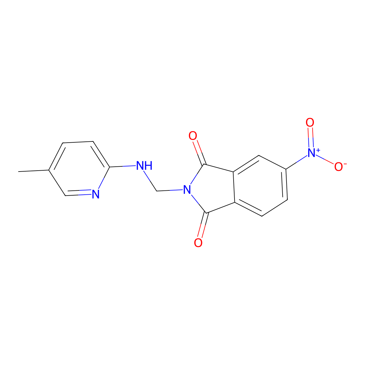 2-(((5-Methylpyridin-2-yl)amino)methyl)-5-nitroisoindoline-1,3-dione molecular structure, CAS 324580-28-1