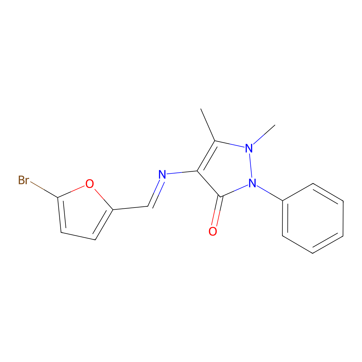 4-{[(E)-(5-bromofuran-2-yl)methylidene]amino}-1,5-dimethyl-2-phenyl-1,2-dihydro-3H-pyrazol-3-one molecular structure, CAS 324580-54-3