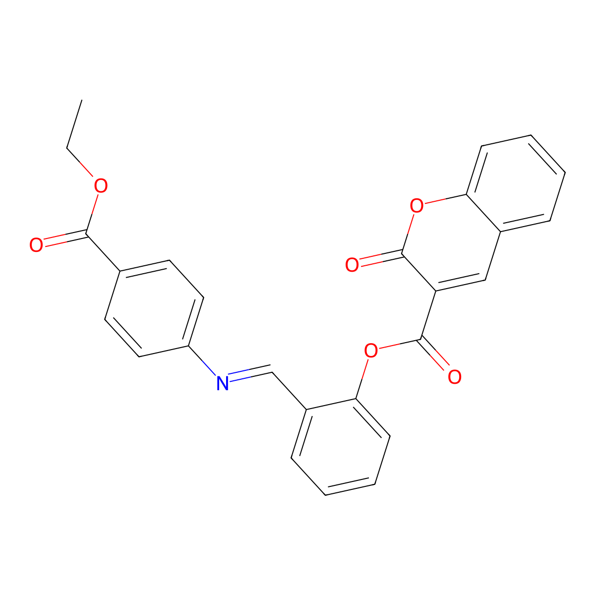[2-[(4-Ethoxycarbonylphenyl)iminomethyl]phenyl] 2-oxochromene-3-carboxylate molecular structure, CAS 324580-69-0