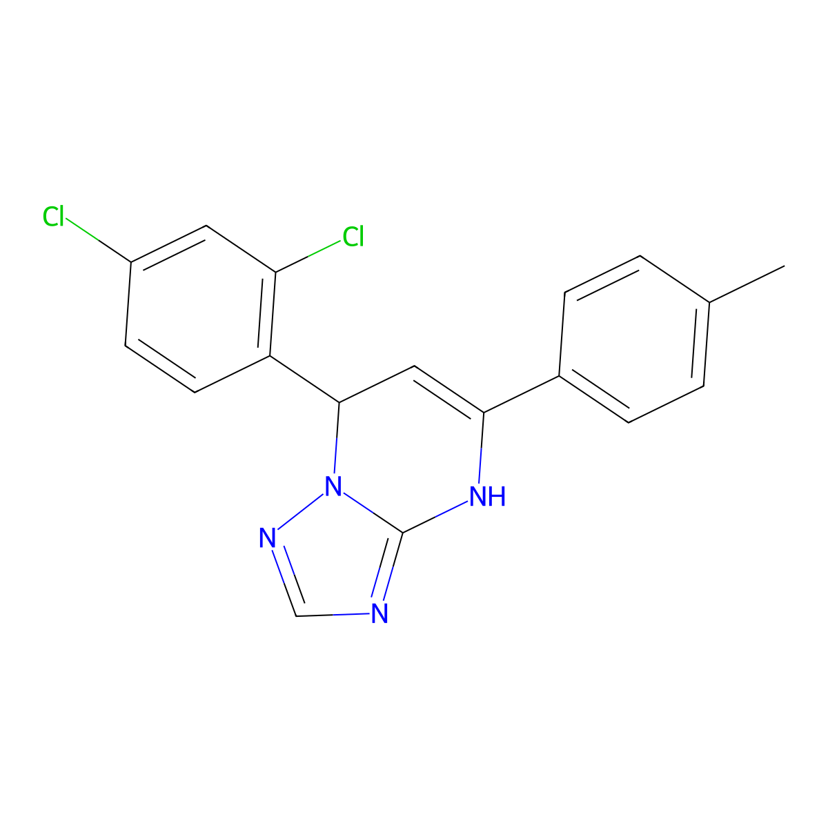 7-(2,4-Dichloro-phenyl)-5-p-tolyl-4,7-dihydro-[1,2,4]triazolo[1,5-a]pyrimidine molecular structure, CAS 324581-20-6