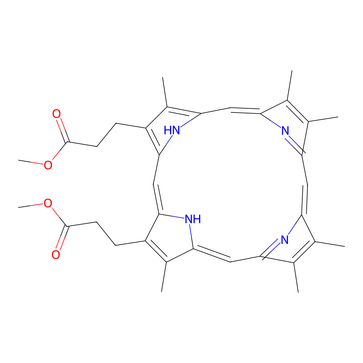 2,4-Dimethyl deuteroporphyrin IX dimethyl ester molecular structure, CAS 32464-39-4