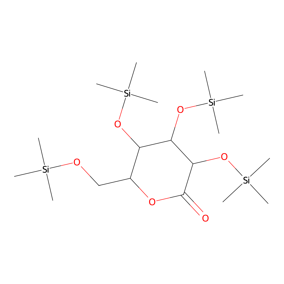 3,4,5-Tris(trimethylsilyloxy)-6-(trimethylsilyloxymethyl)oxan-2-one molecular structure, CAS 32469-28-6