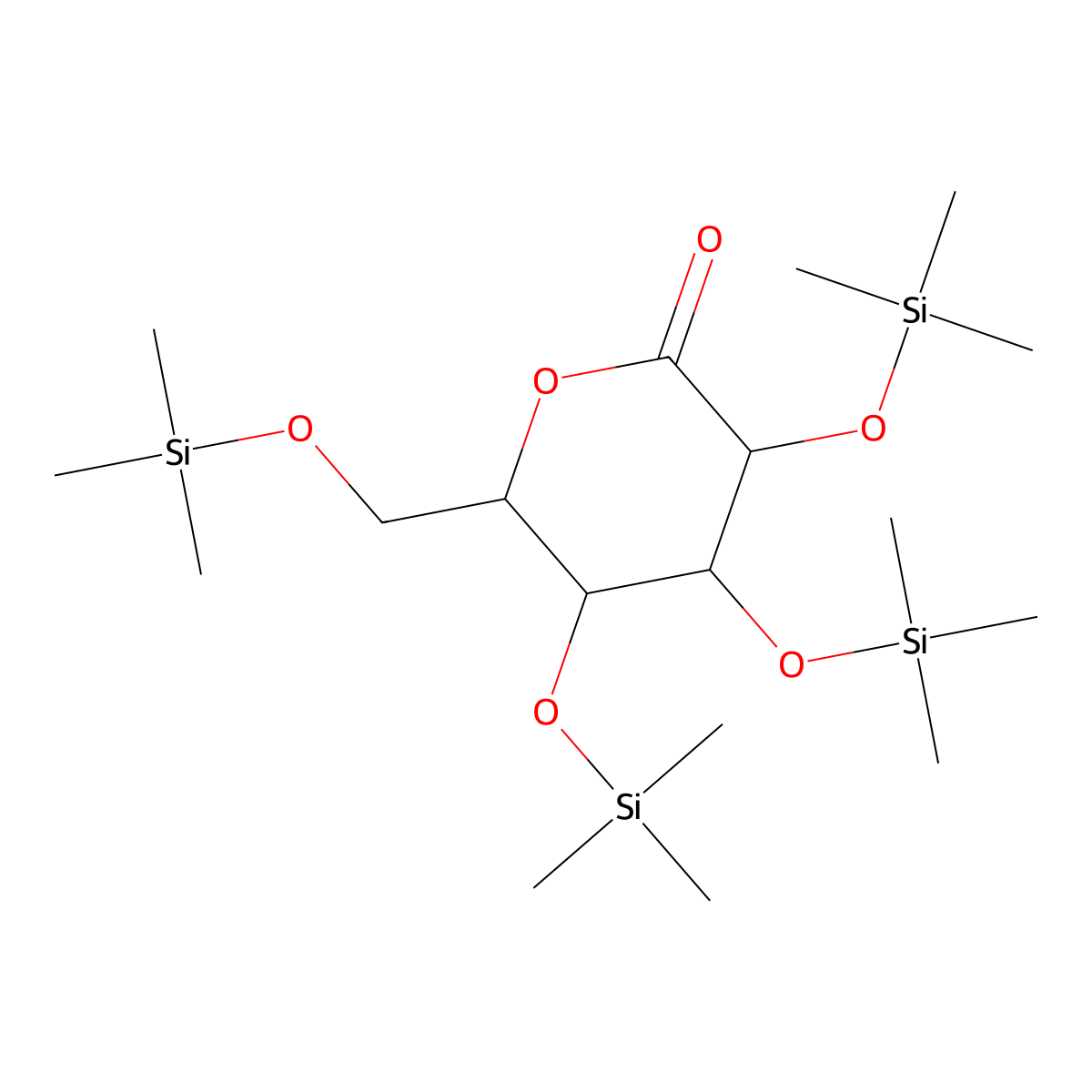 3,4,5-Tris(trimethylsilyloxy)-6-(trimethylsilyloxymethyl)oxan-2-one molecular structure, CAS 32469-28-6