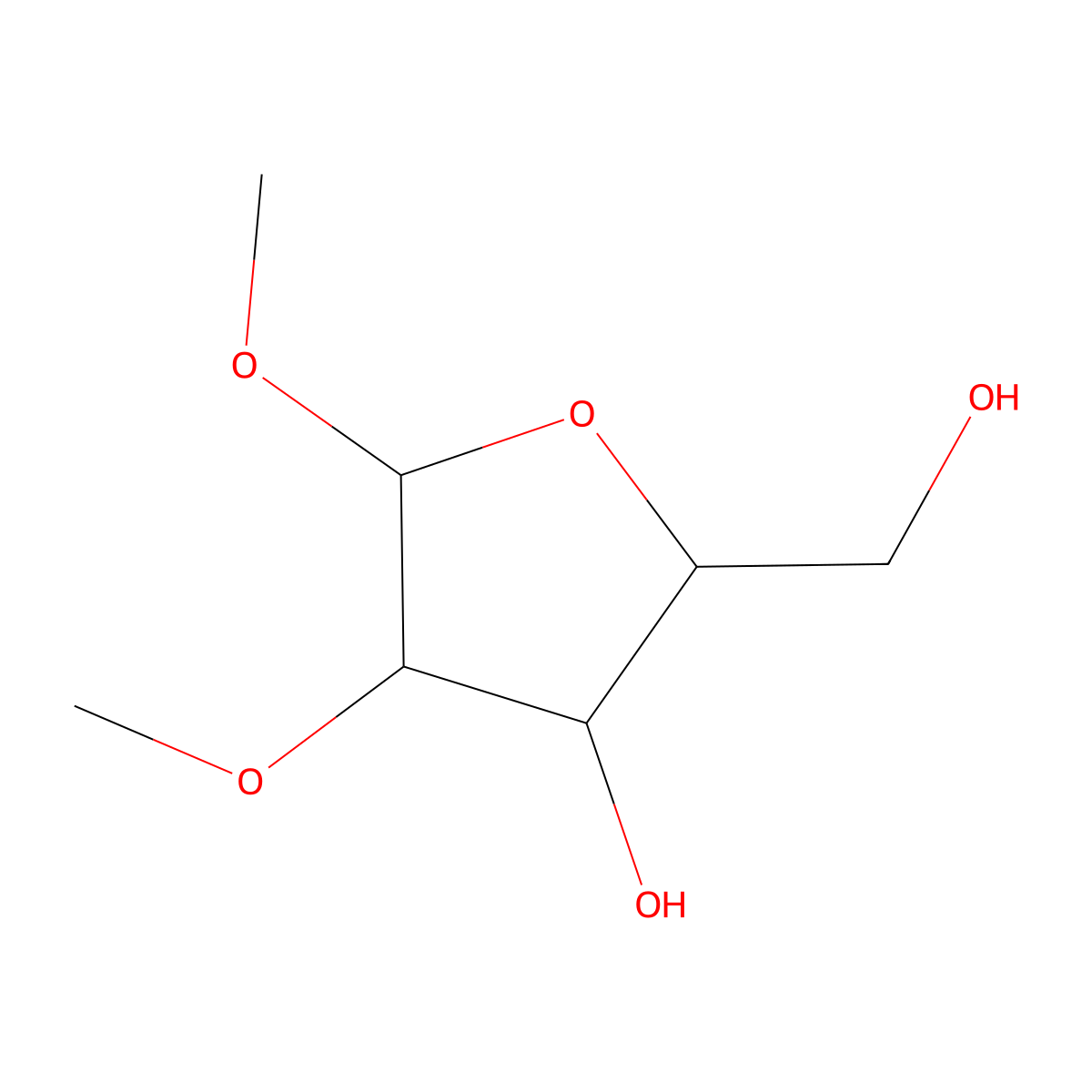 2-(Hydroxymethyl)-4,5-dimethoxy-tetrahydrofuran-3-ol molecular structure, CAS 32469-86-6