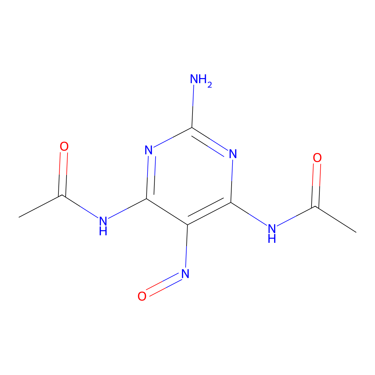 N,N'-(2-amino-5-nitrosopyrimidine-4,6-diyl)bisacetamide molecular structure, CAS 3247-56-1