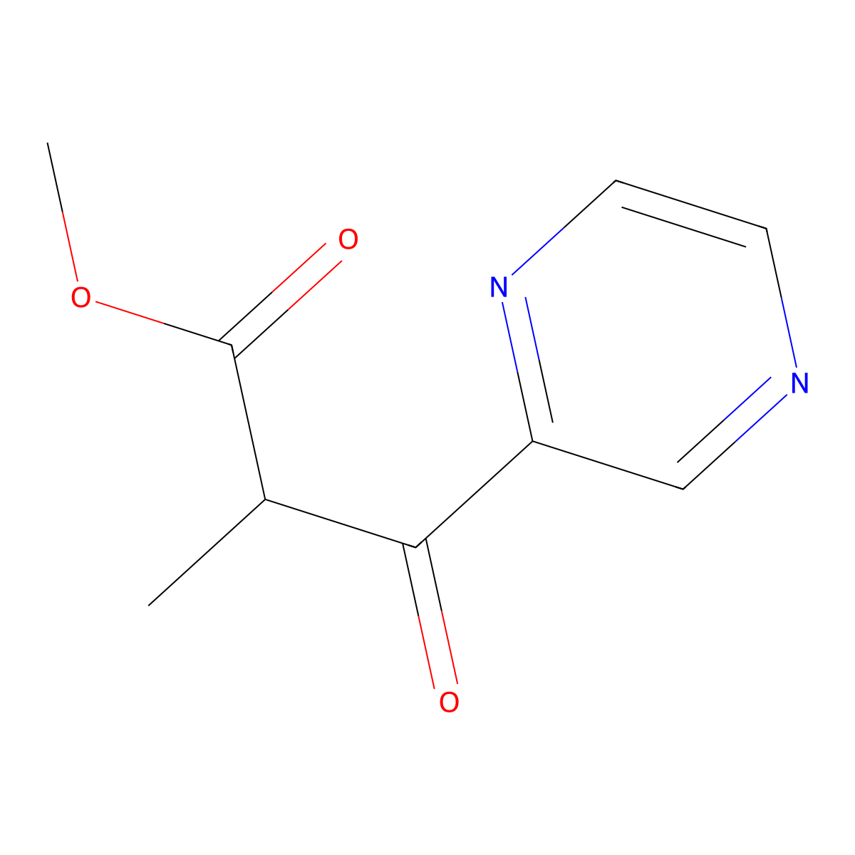 Methyl 2-methyl-3-oxo-3-(pyrazin-2-yl)propanoate molecular structure, CAS 324737-10-2