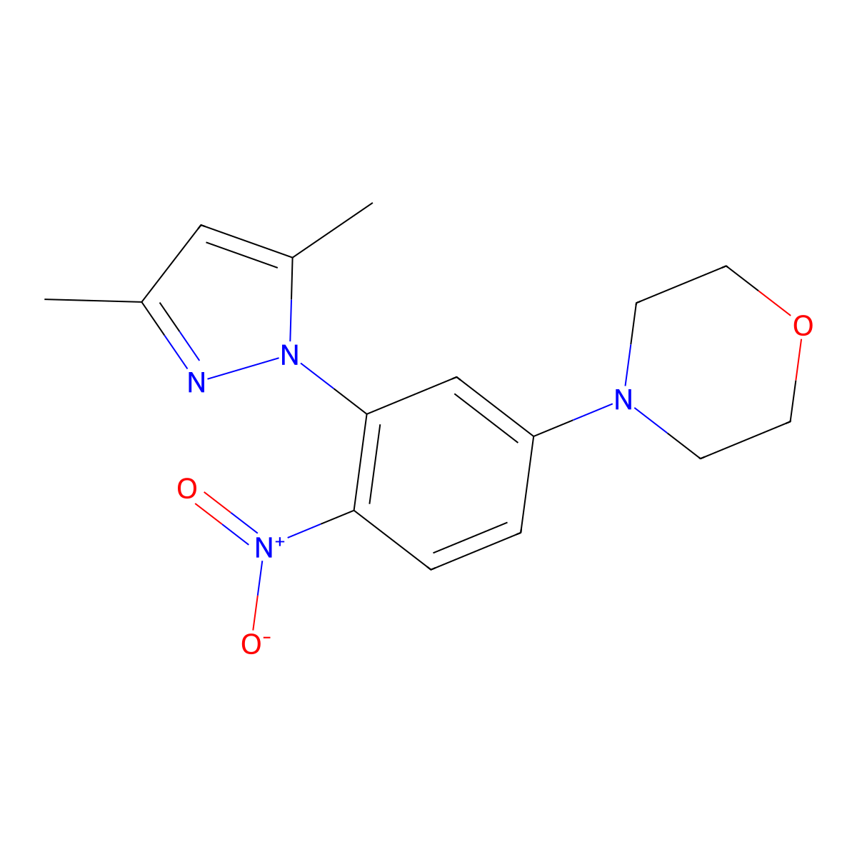 4-[3-(3,5-Dimethylpyrazol-1-yl)-4-nitrophenyl]morpholine molecular structure, CAS 324751-77-1