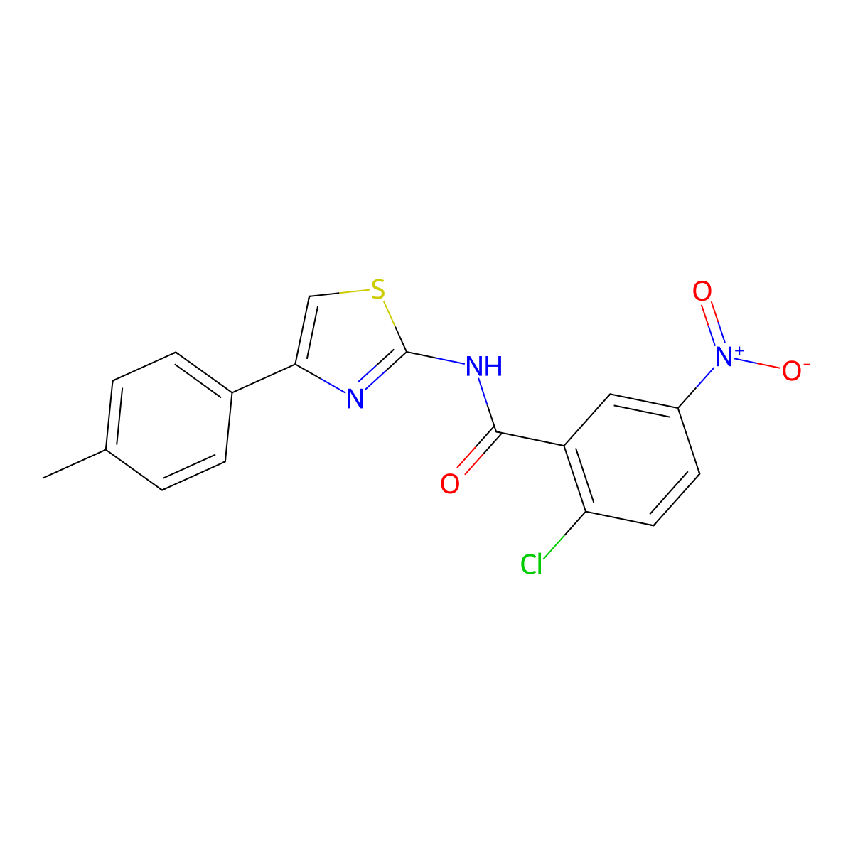 2-chloro-5-nitro-N-(4-(p-tolyl)thiazol-2-yl)benzamide molecular structure, CAS 324758-48-7