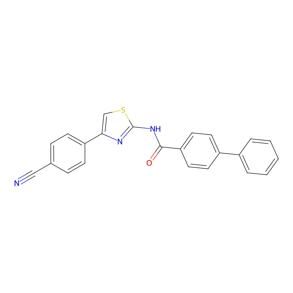 N-(4-(4-cyanophenyl)thiazol-2-yl)-[1,1'-biphenyl]-4-carboxamide molecular structure, CAS 324758-58-9