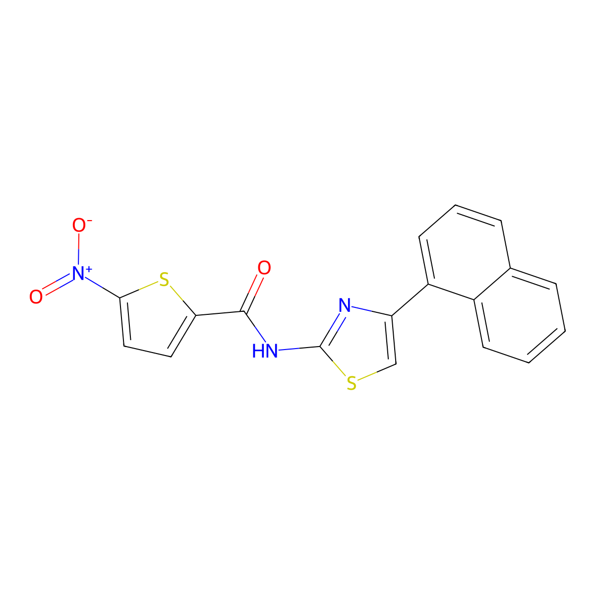 N-(4-(naphthalen-1-yl)thiazol-2-yl)-5-nitrothiophene-2-carboxamide molecular structure, CAS 324758-73-8