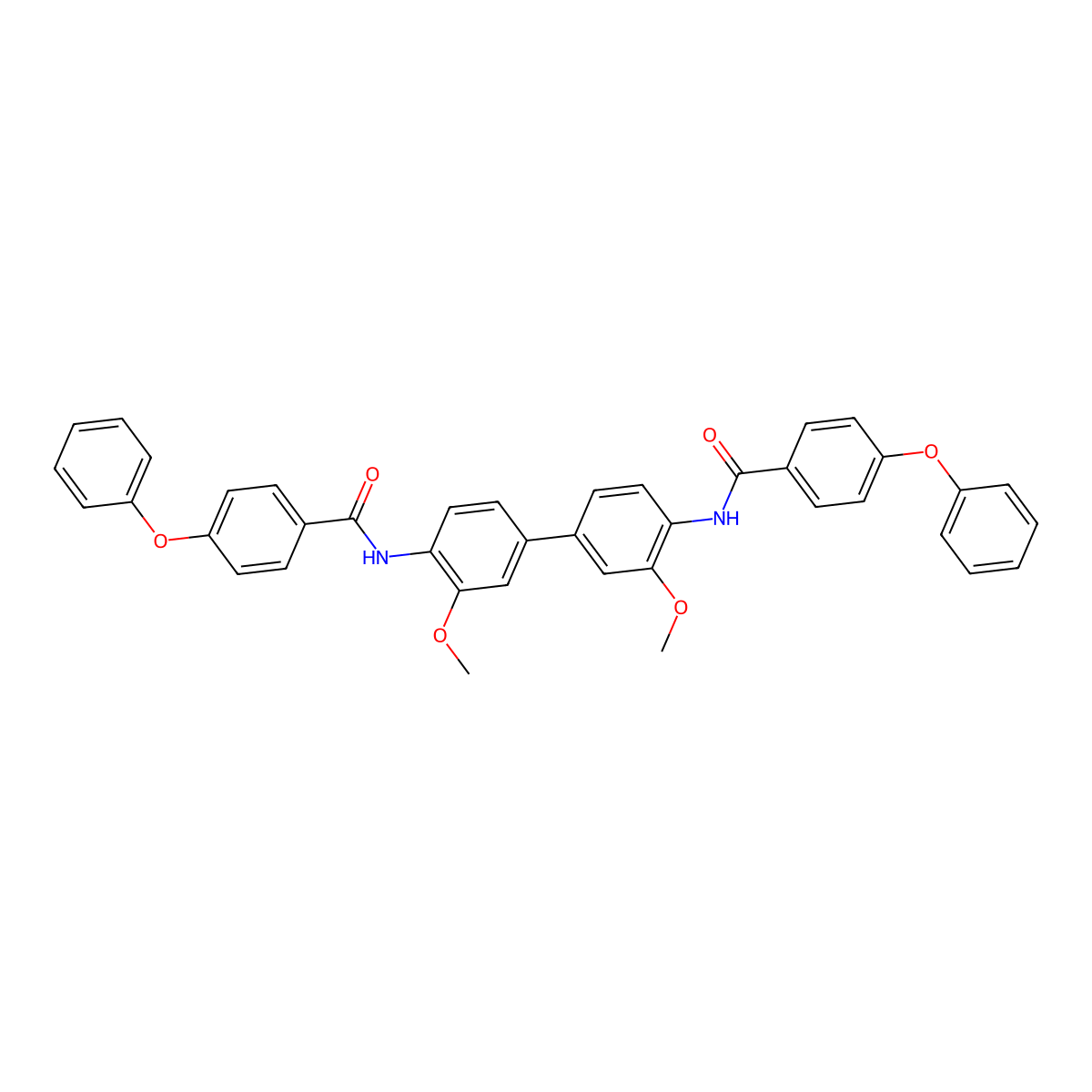 N-[3,3'-Dimethoxy-4'-(4-phenoxybenzamido)-[1,1'-biphenyl]-4-YL]-4-phenoxybenzamide molecular structure, CAS 324758-88-5