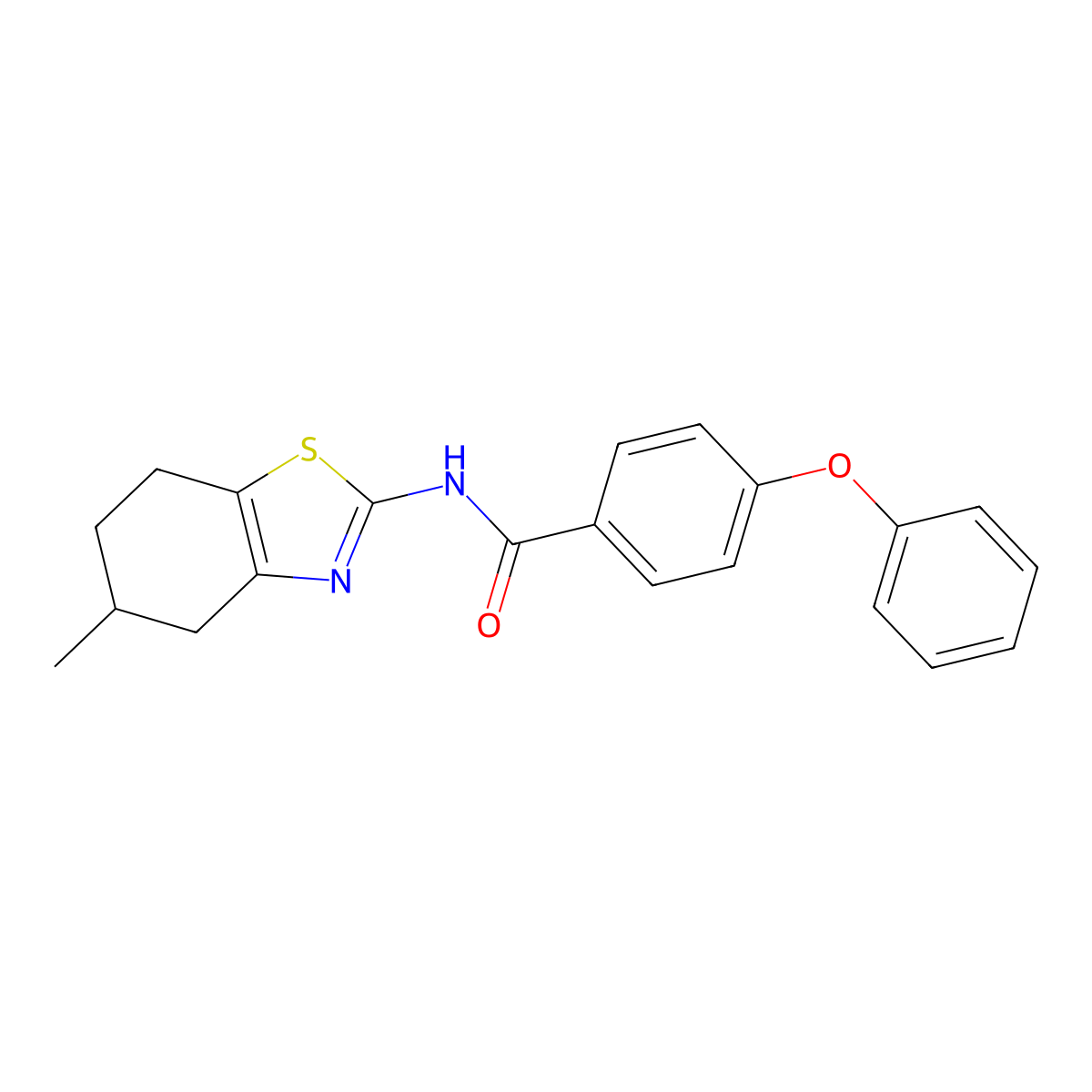 N-(5-methyl-4,5,6,7-tetrahydro-1,3-benzothiazol-2-yl)-4-phenoxybenzamide molecular structure, CAS 324758-95-4
