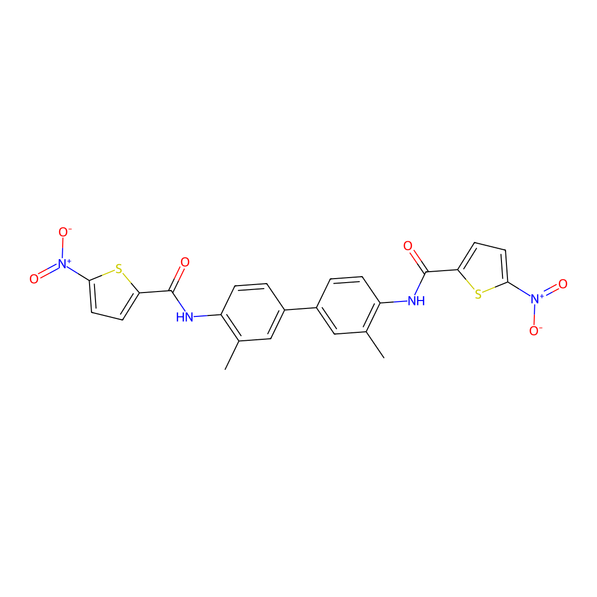 N-[2-methyl-4-[3-methyl-4-[(5-nitrothiophene-2-carbonyl)amino]phenyl]phenyl]-5-nitrothiophene-2-carboxamide molecular structure, CAS 324759-22-0