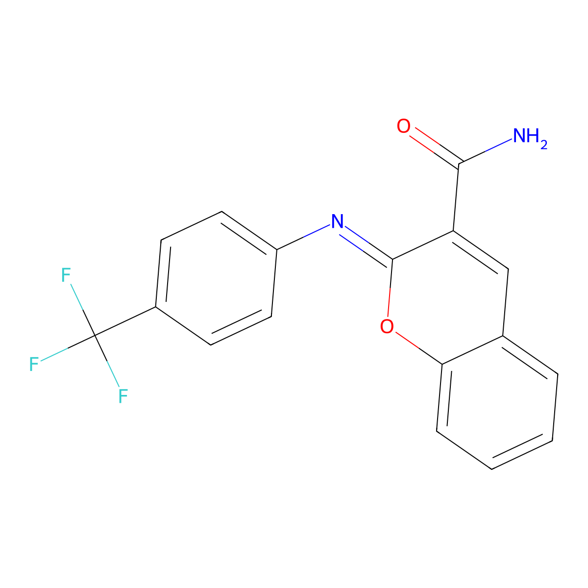 (2Z)-2-{[4-(trifluoromethyl)phenyl]imino}-2H-chromene-3-carboxamide molecular structure, CAS 324759-59-3