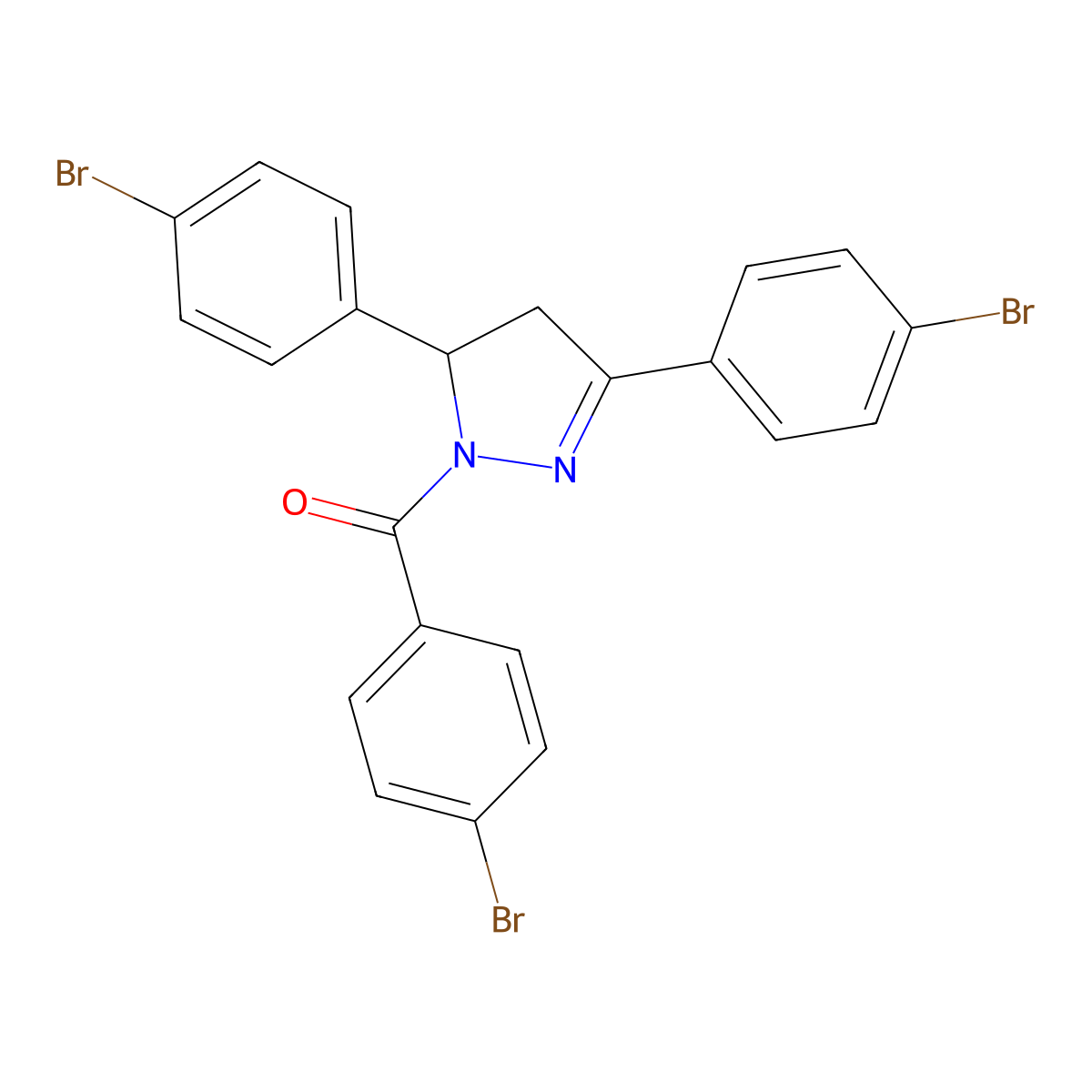 1-(4-bromobenzoyl)-3,5-bis(4-bromophenyl)-4,5-dihydro-1H-pyrazole molecular structure, CAS 324759-75-3