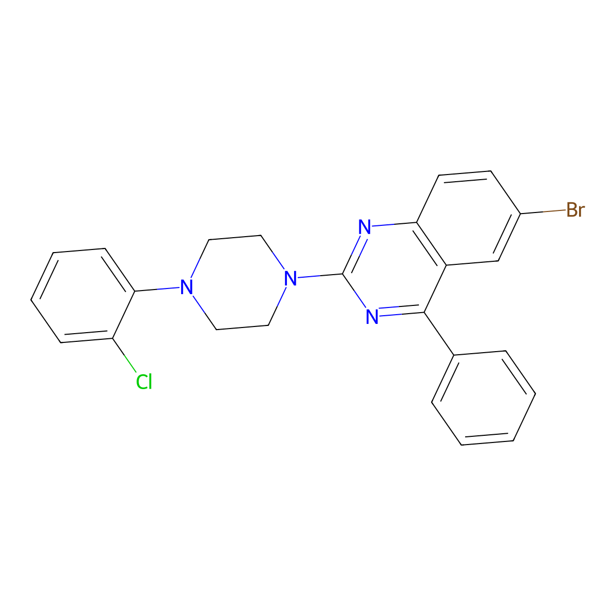 6-Bromo-2-[4-(2-chlorophenyl)piperazin-1-yl]-4-phenylquinazoline molecular structure, CAS 324759-78-6