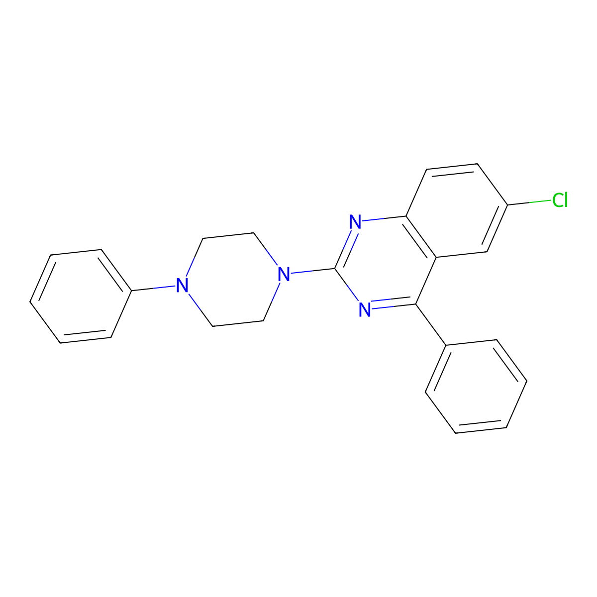 6-Chloro-4-phenyl-2-(4-phenylpiperazin-1-yl)quinazoline molecular structure, CAS 324759-79-7