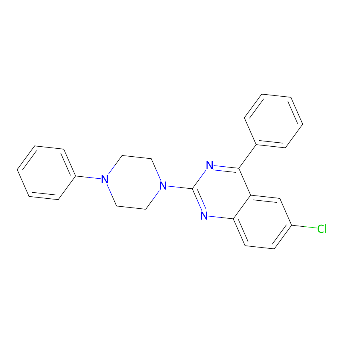 6-Chloro-4-phenyl-2-(4-phenylpiperazin-1-yl)quinazoline molecular structure, CAS 324759-79-7