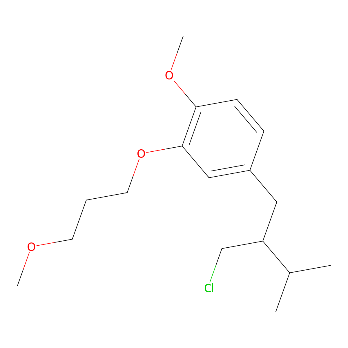 4-[(2R)-2-(Chloromethyl)-3-methylbutyl]-1-methoxy-2-(3-methoxypropoxy)benzene molecular structure, CAS 324763-39-5
