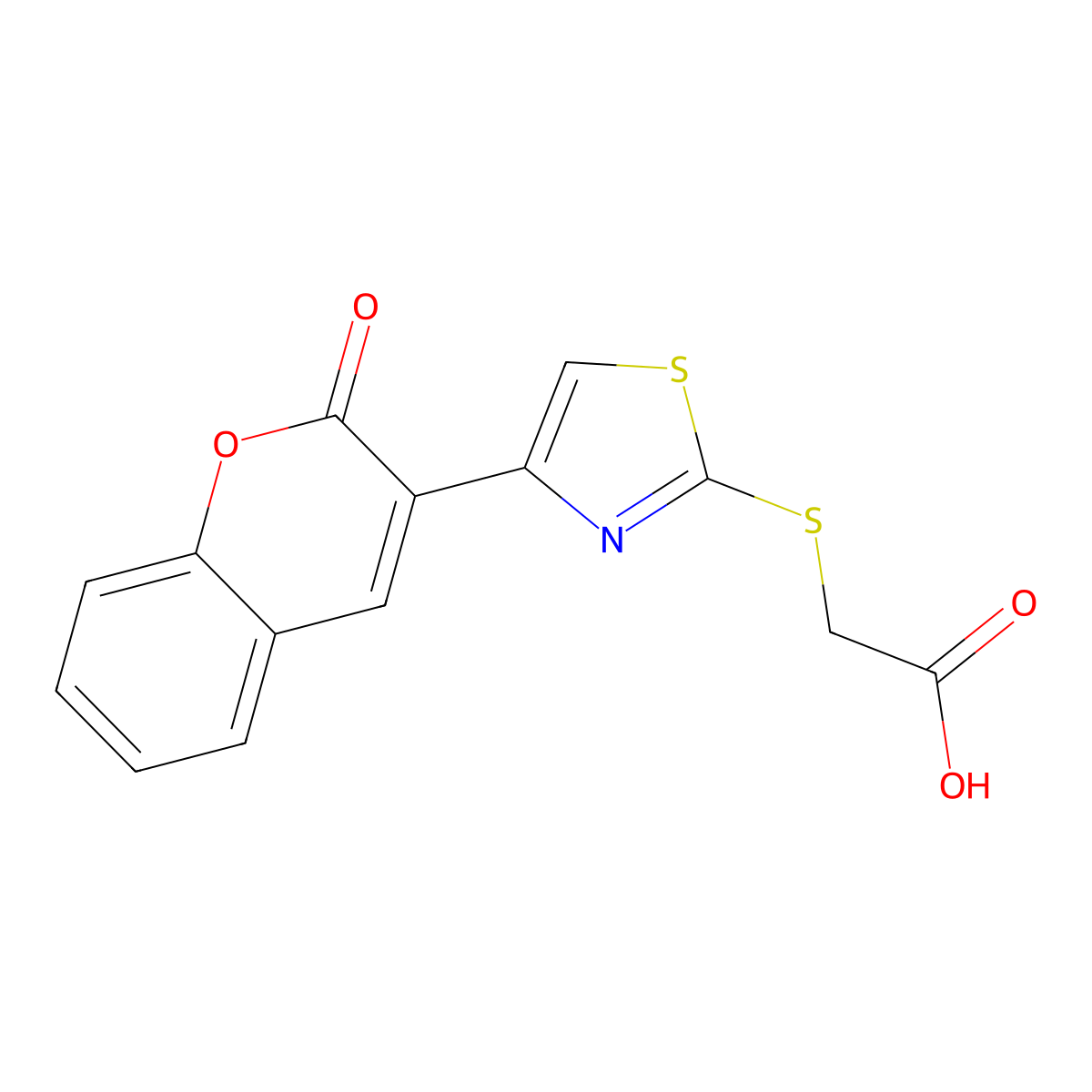 {[4-(2-oxo-2H-chromen-3-yl)-1,3-thiazol-2-yl]thio}acetic acid molecular structure, CAS 324767-57-9