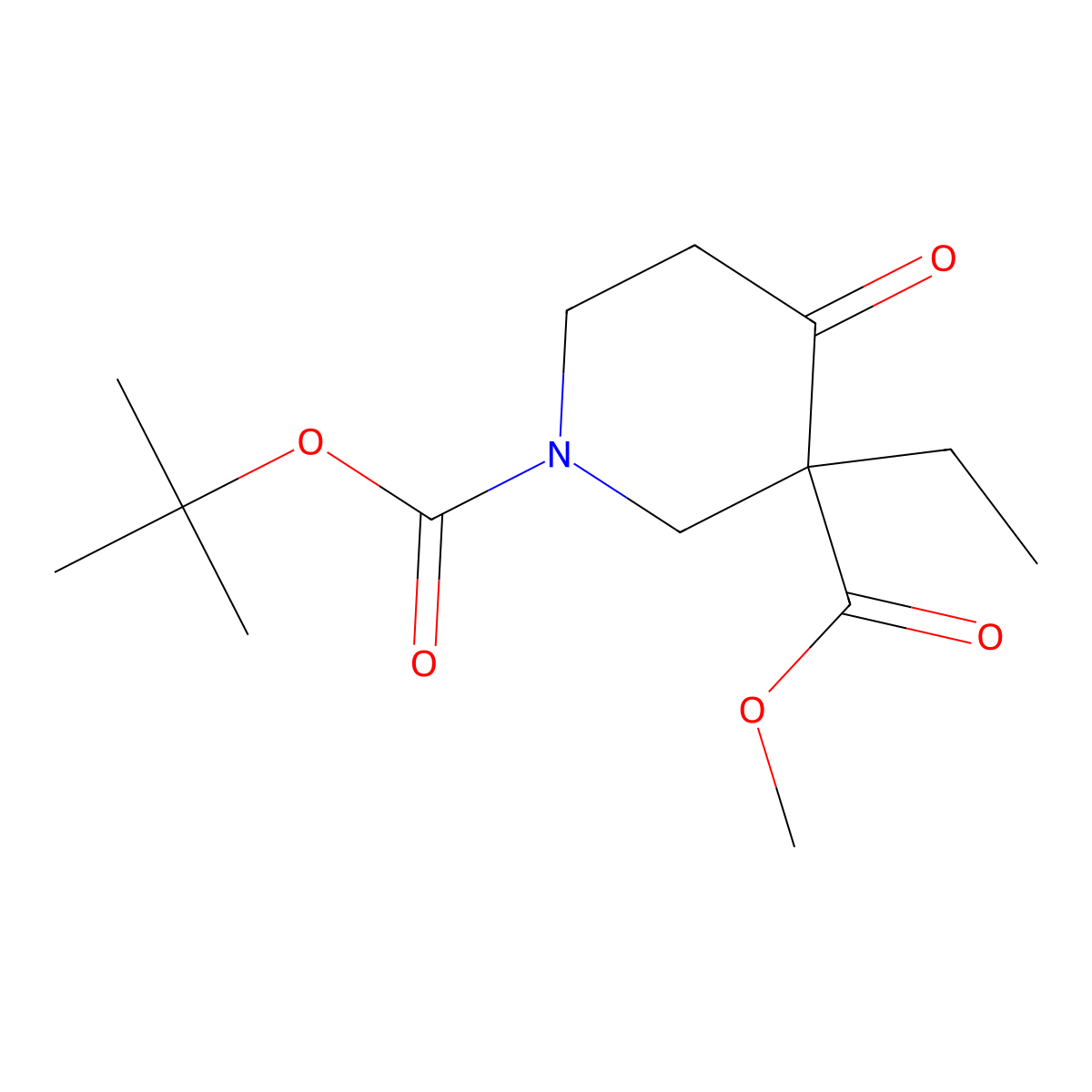 1-Tert-butyl 3-methyl 3-ethyl-4-oxopiperidine-1,3-dicarboxylate molecular structure, CAS 324769-00-8