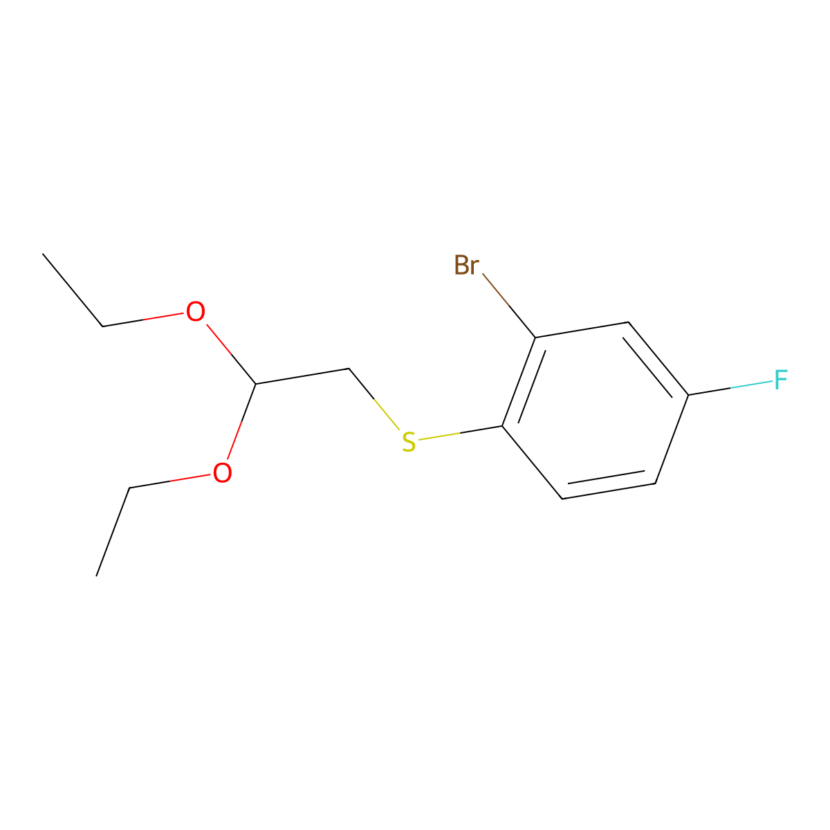 2-Bromo-1-[(2,2-diethoxyethyl)thio]-4-fluorobenzene molecular structure, CAS 324769-41-7