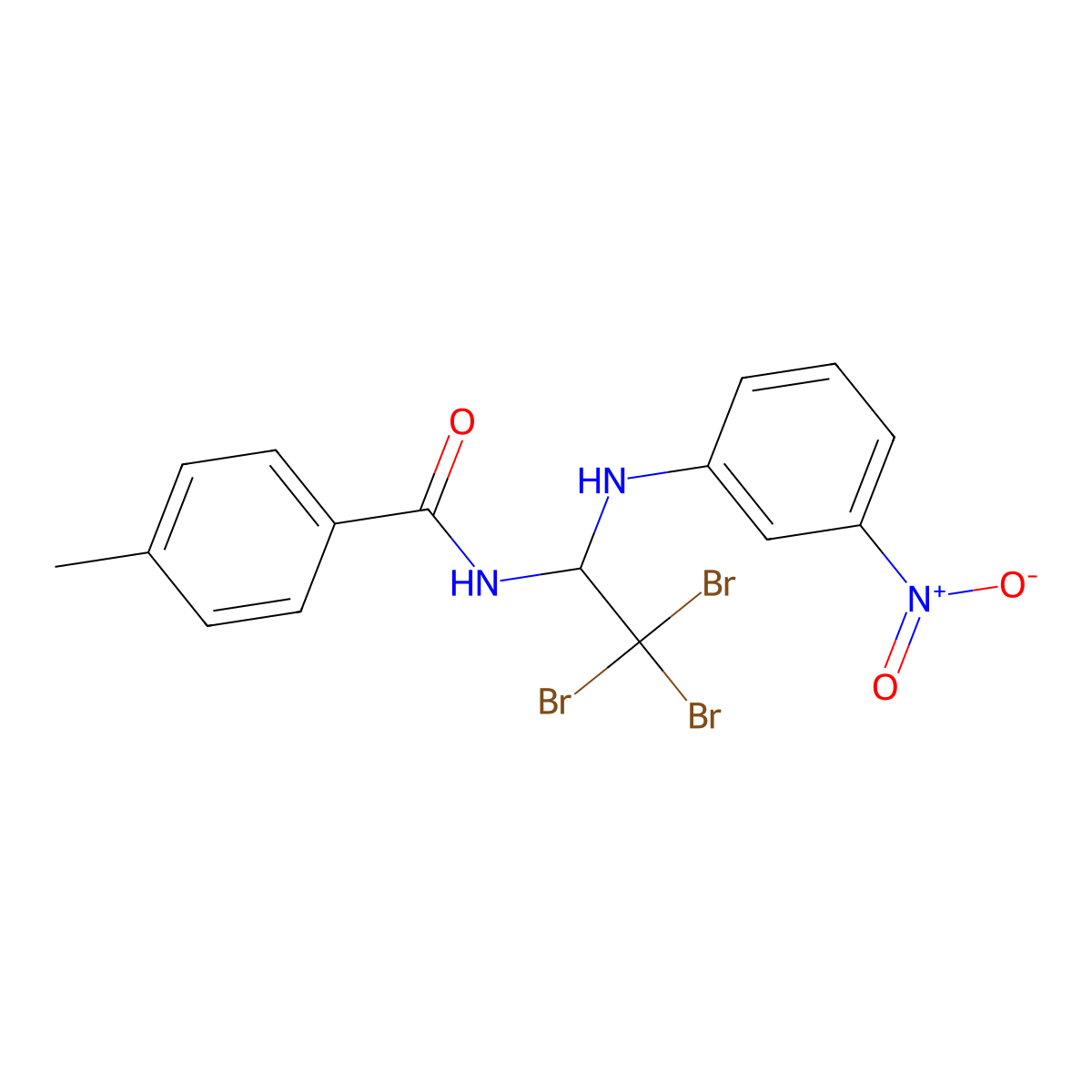 4-methyl-N-{2,2,2-tribromo-1-[(3-nitrophenyl)amino]ethyl}benzamide molecular structure, CAS 324769-52-0
