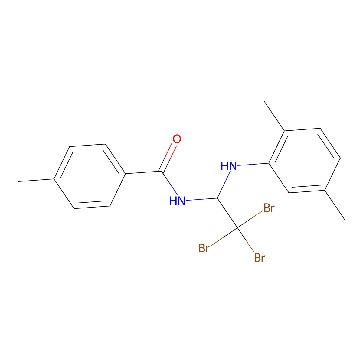 4-methyl-N-[2,2,2-tribromo-1-(2,5-dimethylanilino)ethyl]benzamide molecular structure, CAS 324769-54-2