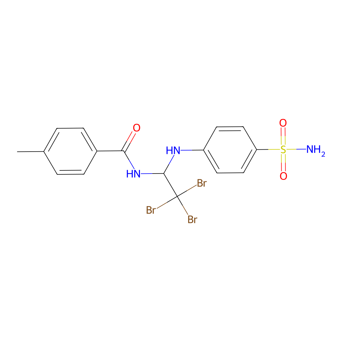 4-methyl-N-[2,2,2-tribromo-1-(4-sulfamoylanilino)ethyl]benzamide molecular structure, CAS 324769-57-5