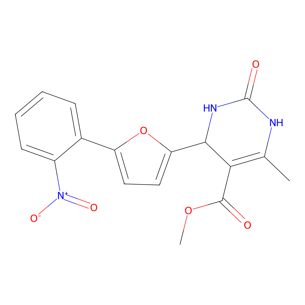 Methyl 6-methyl-4-[5-(2-nitrophenyl)furan-2-yl]-2-oxo-1,2,3,4-tetrahydropyrimidine-5-carboxylate molecular structure, CAS 324769-80-4