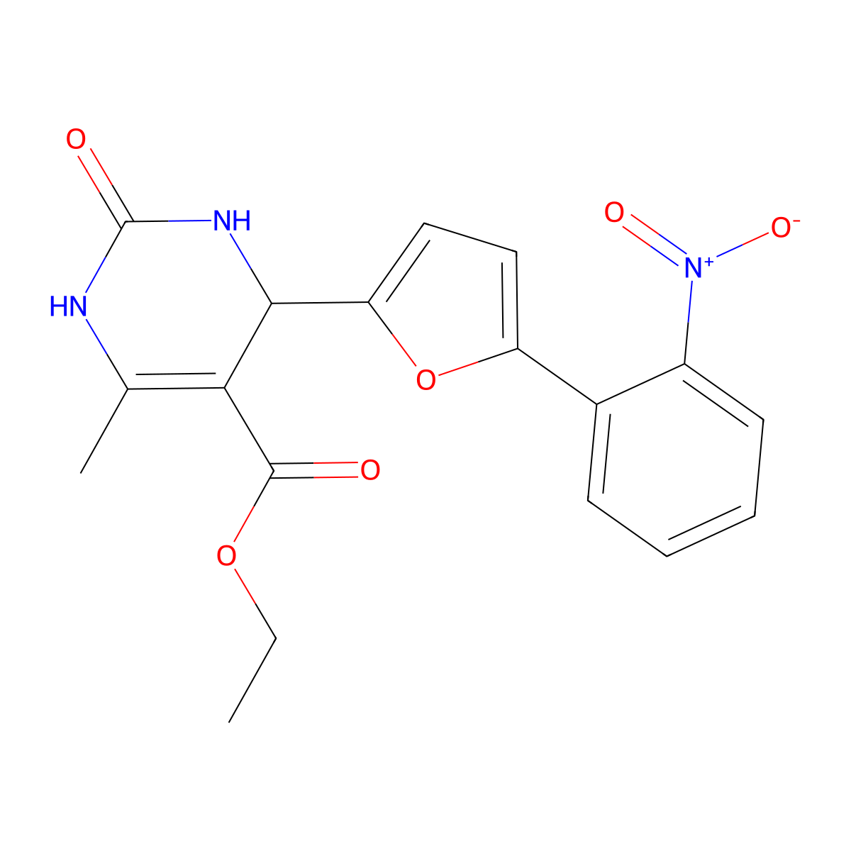 Ethyl 6-methyl-4-[5-(2-nitrophenyl)furan-2-yl]-2-oxo-1,2,3,4-tetrahydropyrimidine-5-carboxylate molecular structure, CAS 324769-81-5