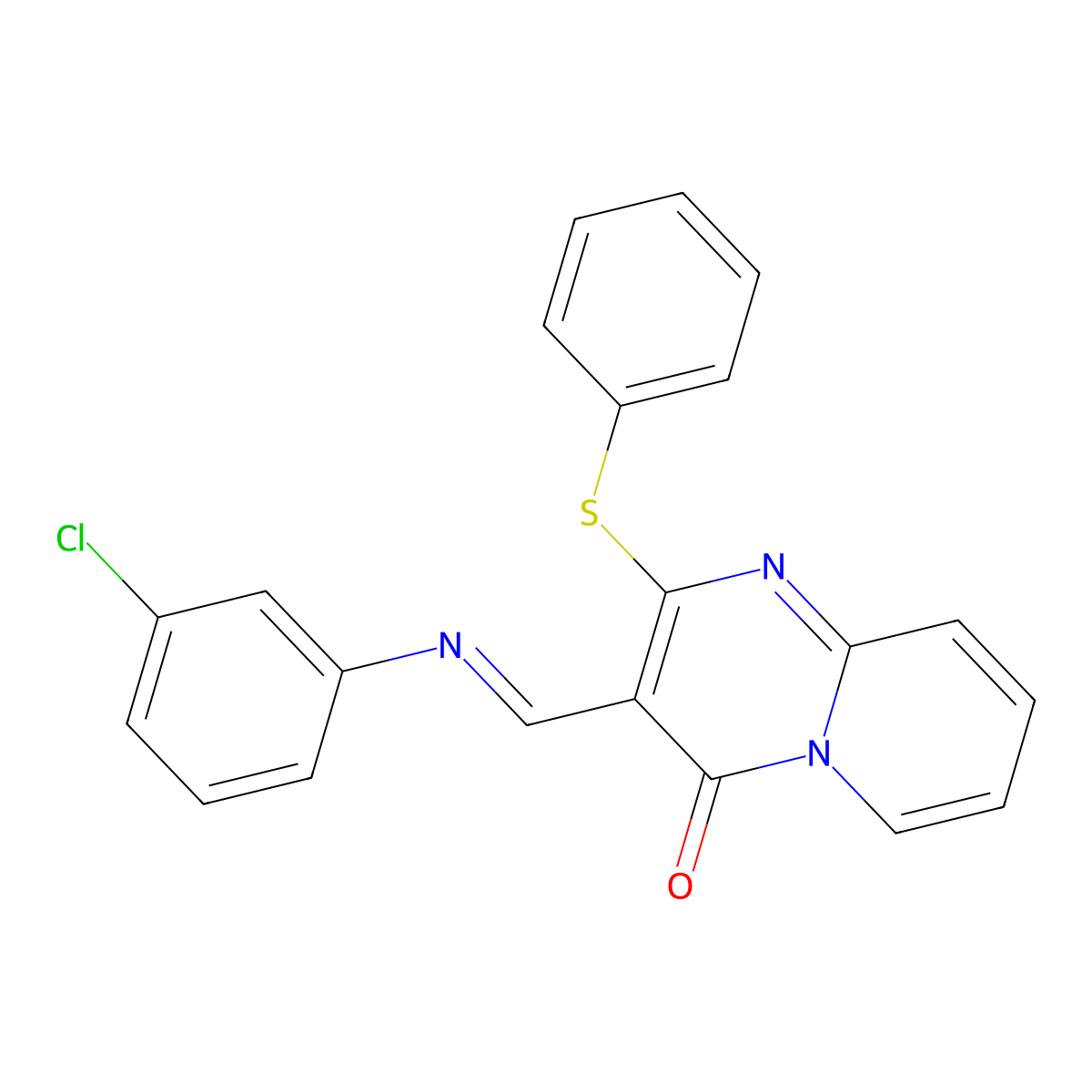 3-{(E)-[(3-chlorophenyl)imino]methyl}-2-(phenylsulfanyl)-4H-pyrido[1,2-a]pyrimidin-4-one molecular structure, CAS 324769-94-0
