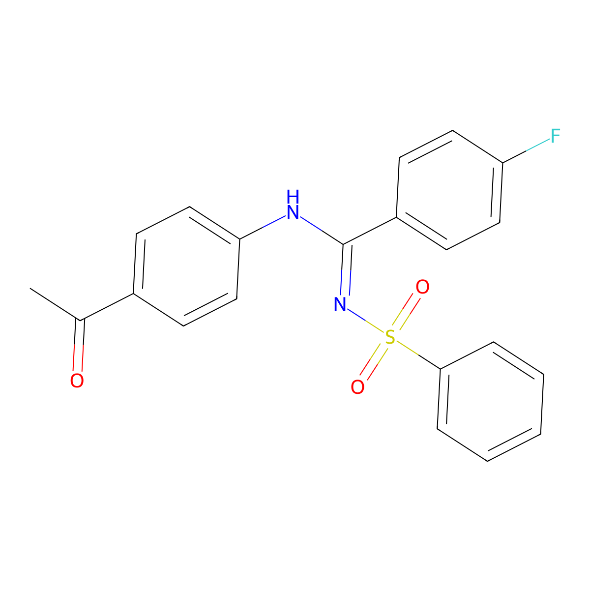 N-(4-acetylphenyl)-4-fluoro-N'-(phenylsulfonyl)benzimidamide molecular structure, CAS 324771-25-7