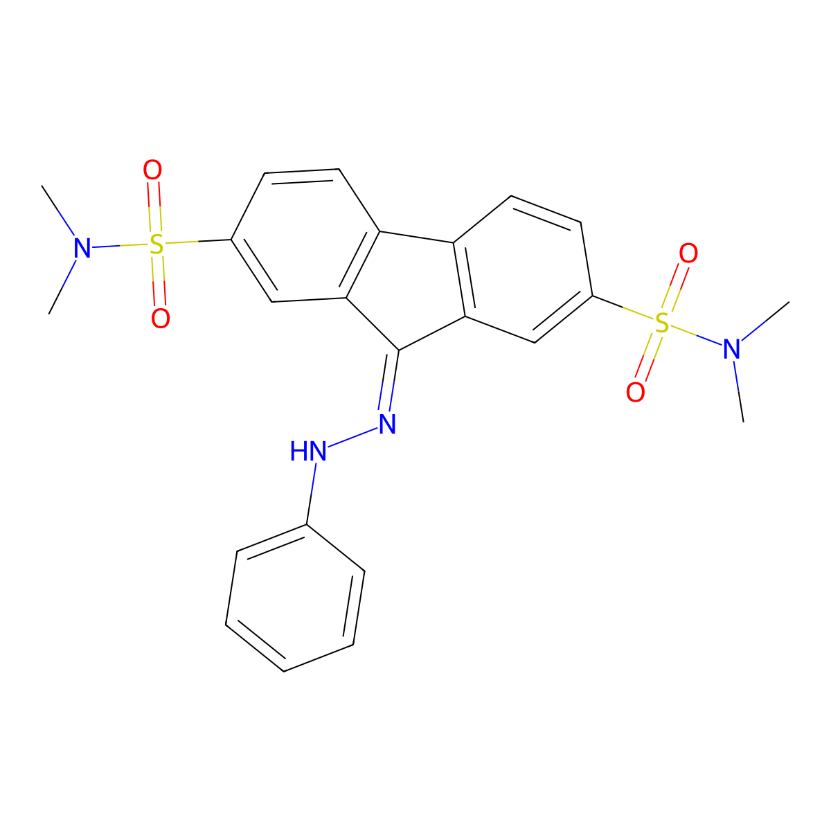 2-N,2-N,7-N,7-N-tetramethyl-9-(phenylhydrazinylidene)fluorene-2,7-disulfonamide molecular structure, CAS 324773-52-6